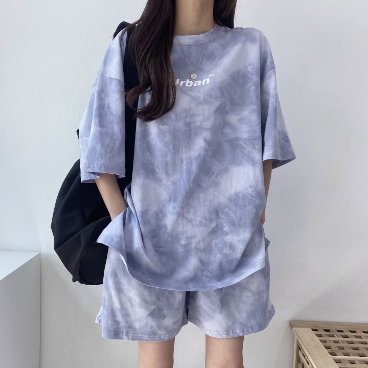 Casual Sports Cotton Short Sleeve Shorts Women's Two Piece Set