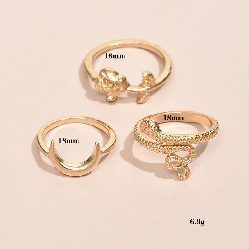 Simple Style Sweet Three-piece Ring Set