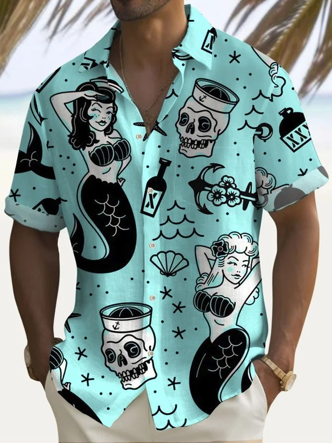 Men's Simplicity Printed Short-sleeved Shirt