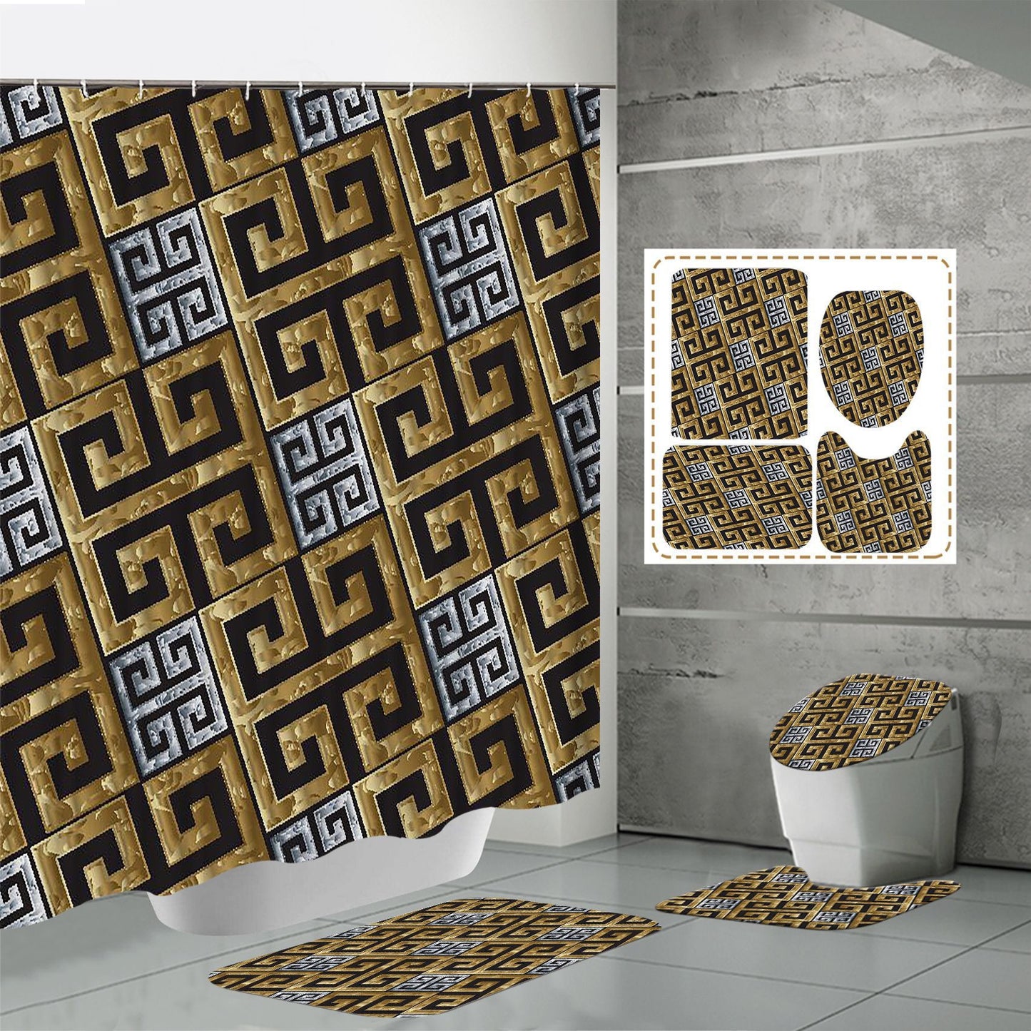 3D Digital Printing Punch-free Polyester Shower Curtain