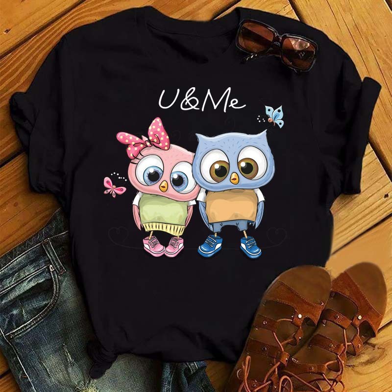 Women's Owl Print Casual Short-sleeved T-shirt