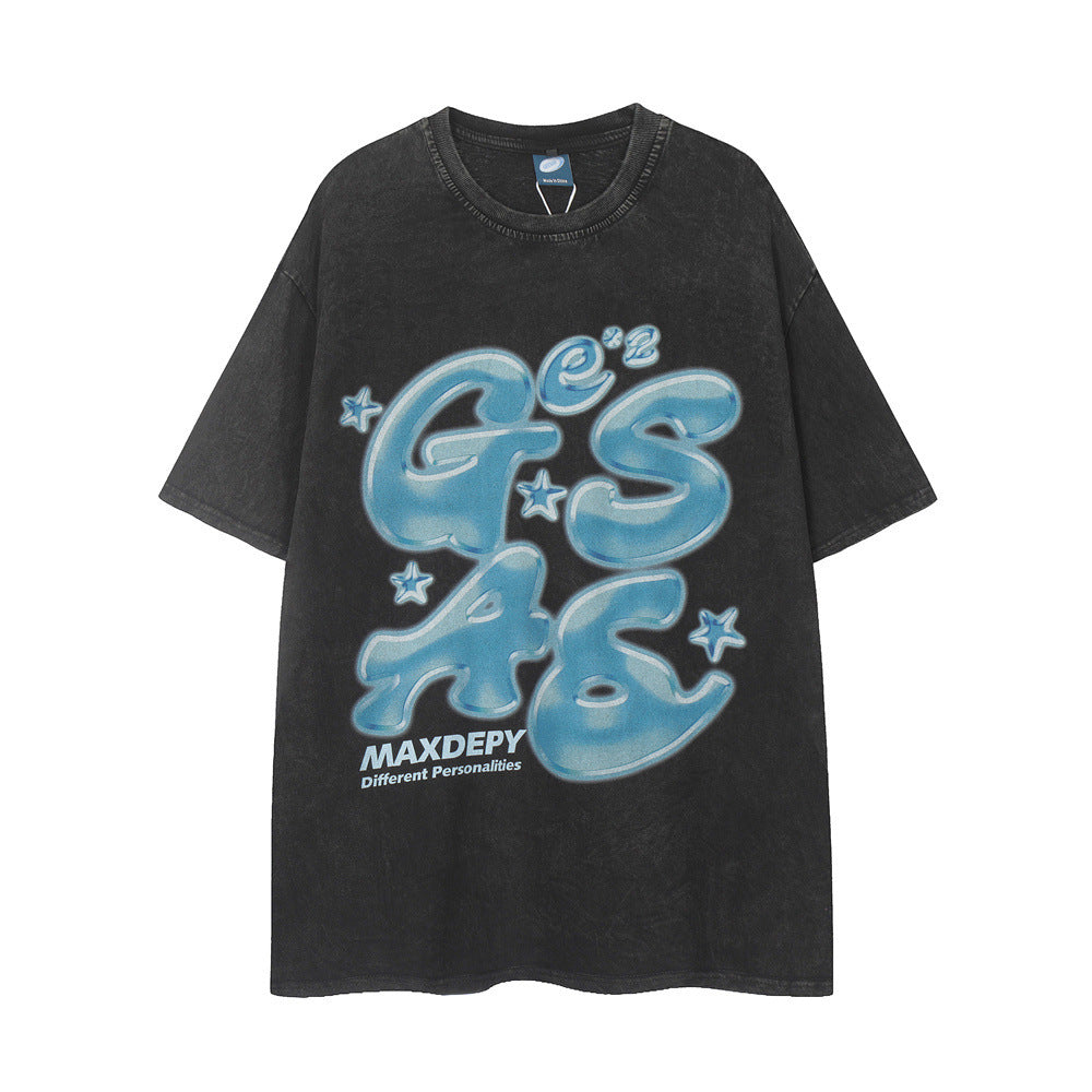 Creative Letters Printed Cotton Short Sleeve Men