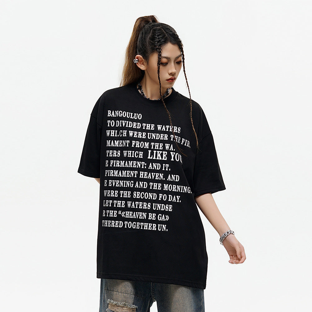 Fashion Round Neck Loose Half Sleeve Shirt