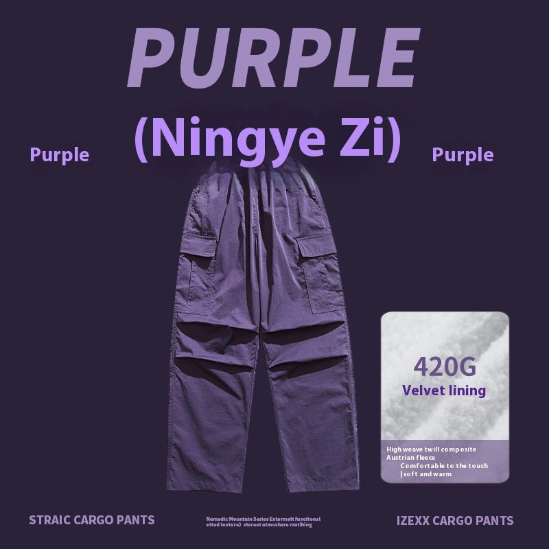 American Plus Velvet Working Wear Paratrooper Pants