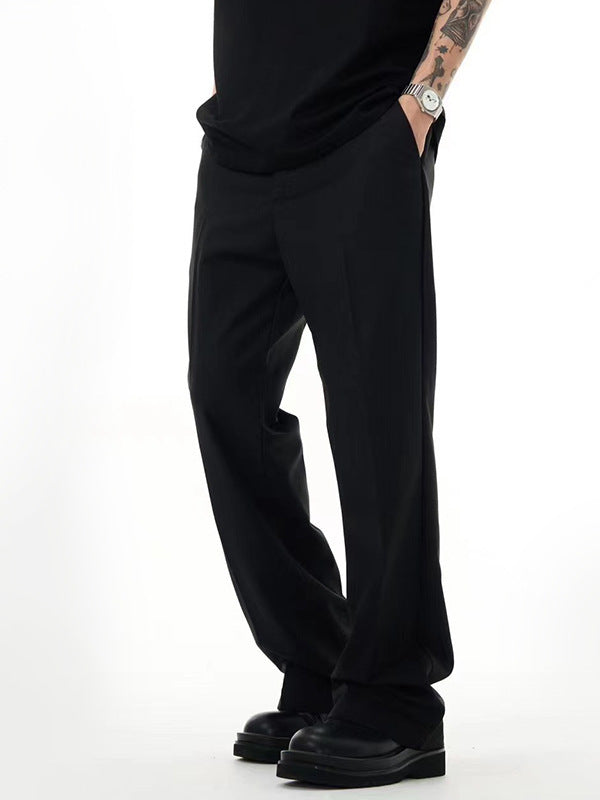 Straight Basic Plus Size Solid Color Business Casual Trousers