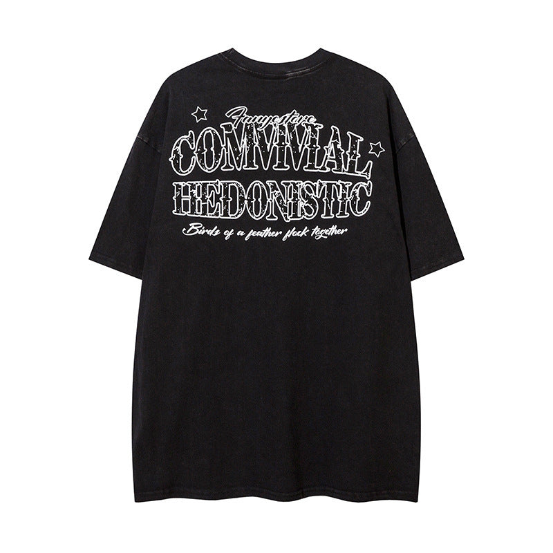 Cartoon Car Print Loose Short Sleeve Men