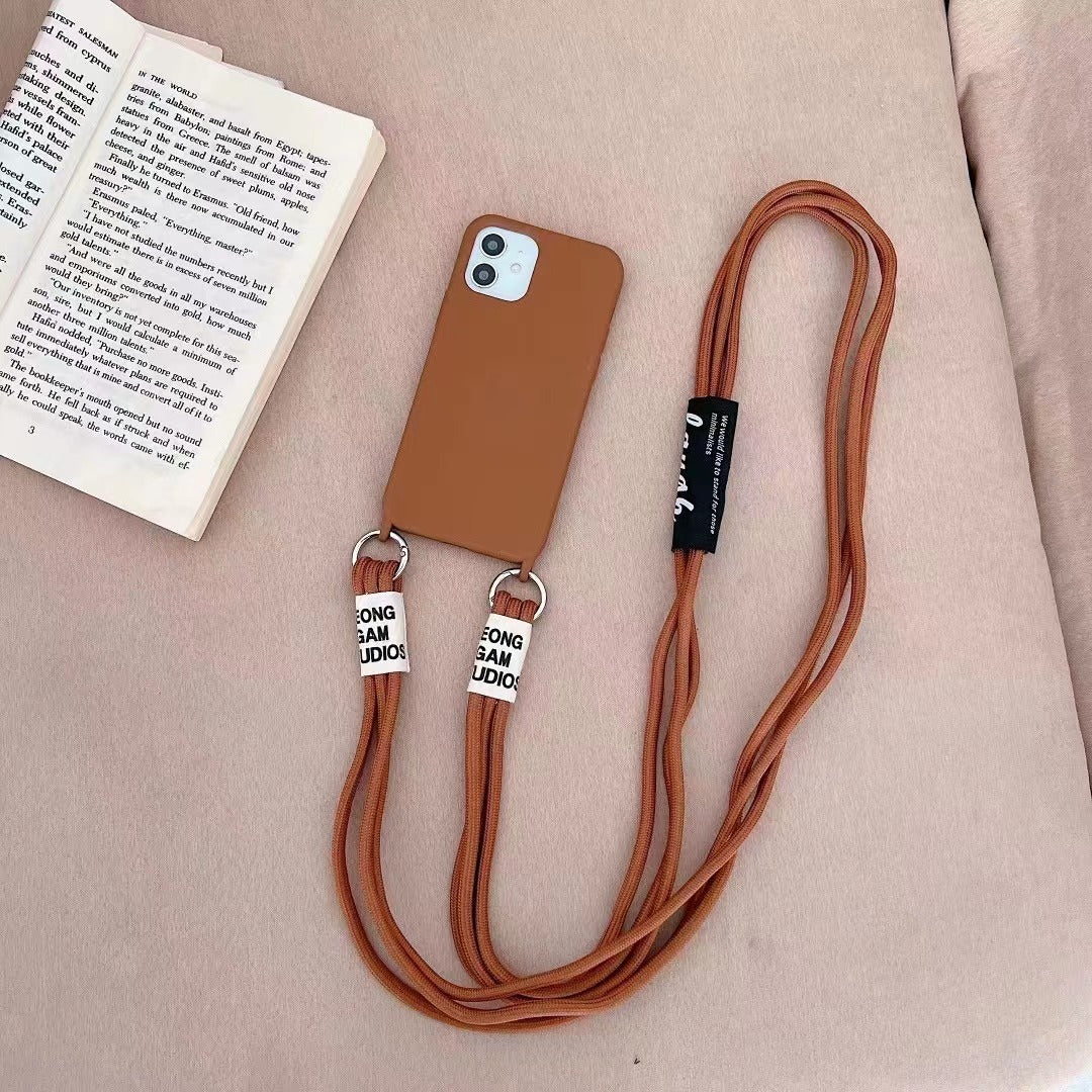 Long Diagonal Strap Liquid Silicone Phone Case