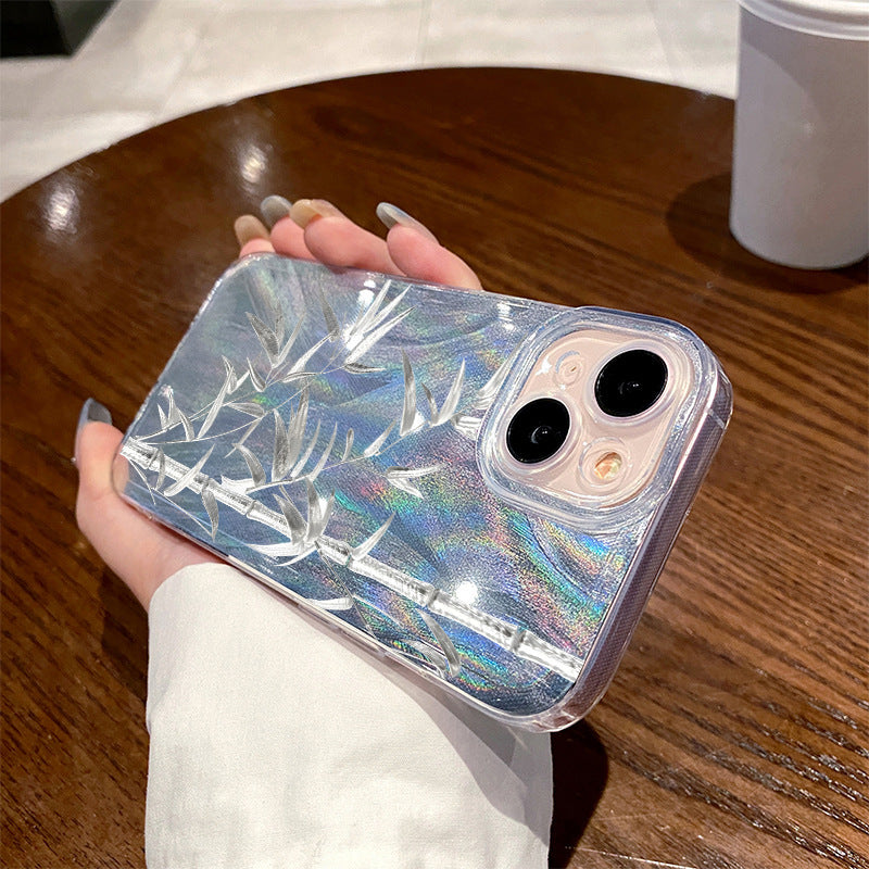 Feather Yarn Silver Bamboo Phone Case High Sense