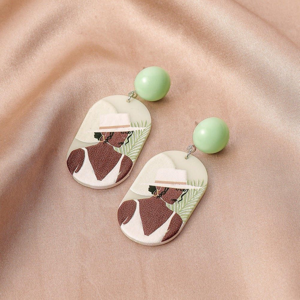 Black Beauty Oil Painting Temperament Simple Earrings