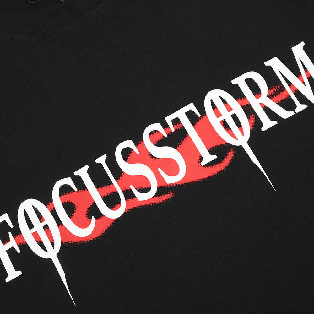 Fashion Abstract Flame Letter Short Sleeve Men