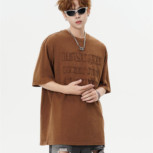 Worn Looking Washed-out Loose T-shirt Men's High Street