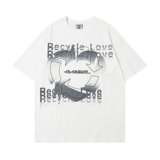 Creative Heart-shaped Printed Short Sleeve Men