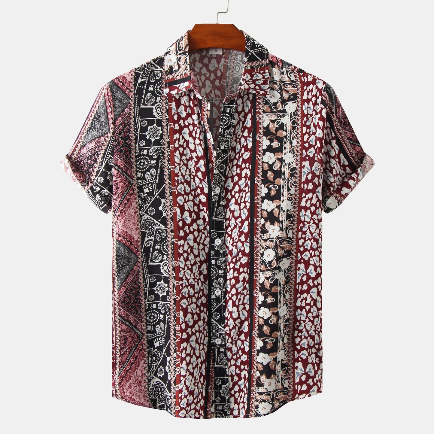 European And American Floral Men's Short-sleeved Shirt
