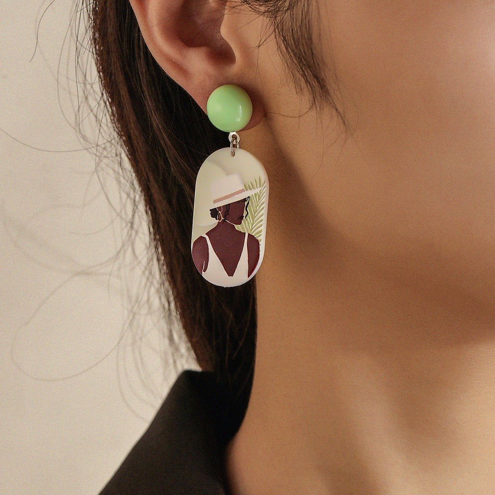 Black Beauty Oil Painting Temperament Simple Earrings