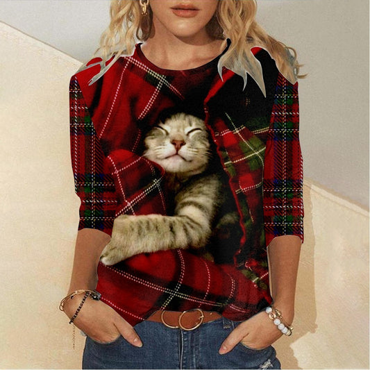 Women's Christmas Element Printed Casual Long Sleeve T-Shirt
