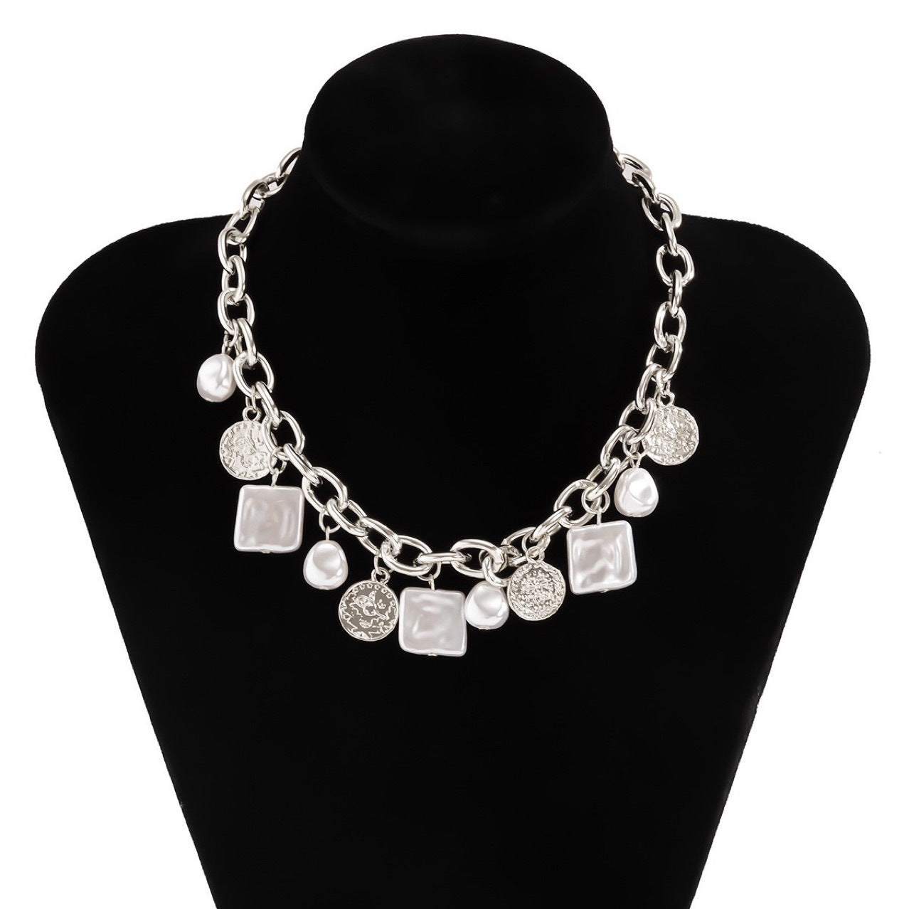 Imitation Pearl Coin Clavicle Chain