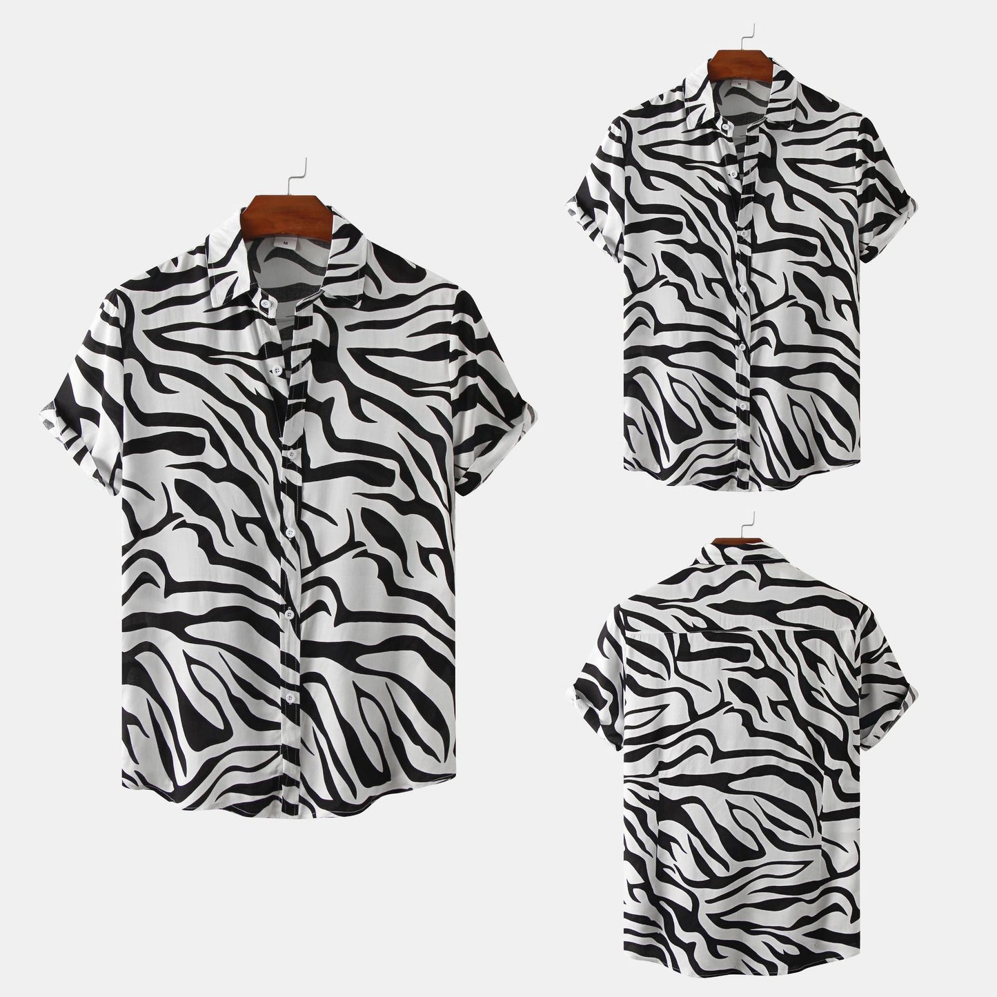 European And American Floral Men's Short-sleeved Shirt