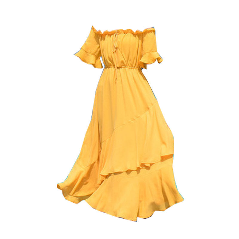 Women's dress with short sleeves