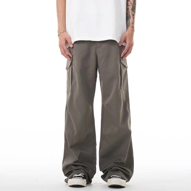 American Workwear Micro-pull Wide-leg Casual Pants