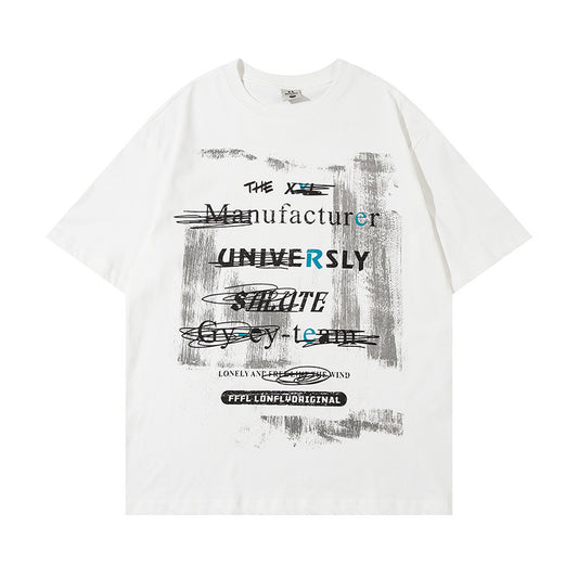 Men's Short-sleeved T-shirt With Painting Letters
