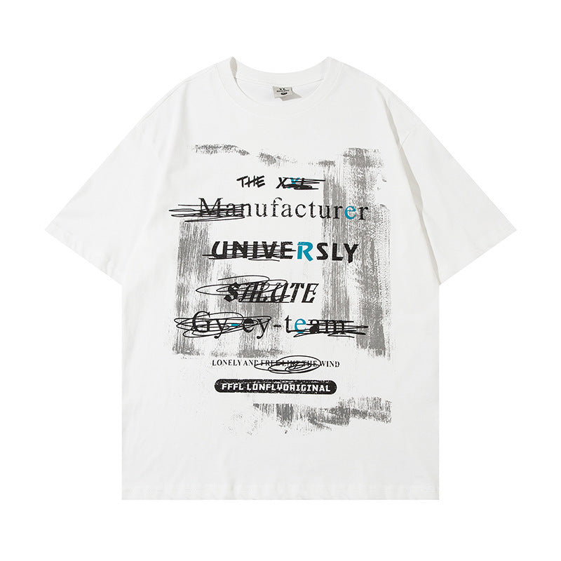 Men's Short-sleeved T-shirt With Painting Letters