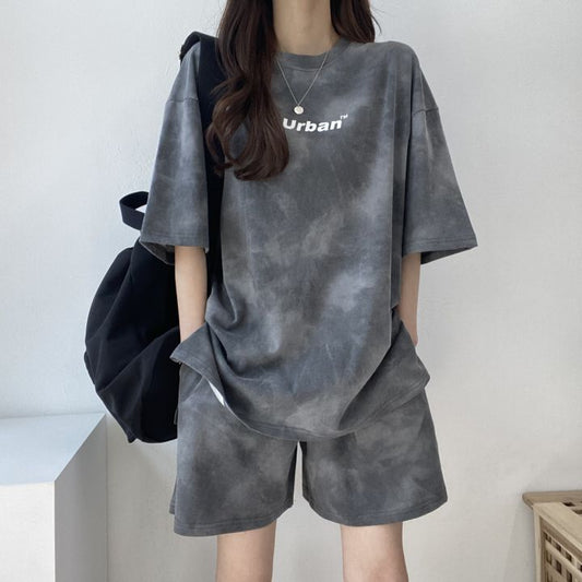 Casual Sports Cotton Short Sleeve Shorts Women's Two Piece Set