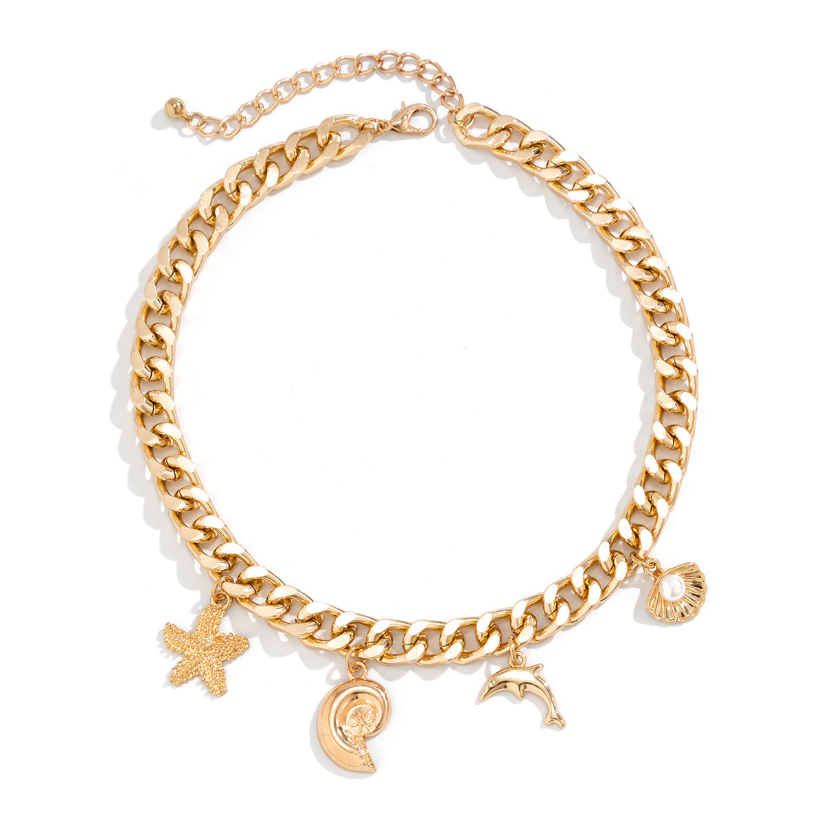Creative Boho Conch Dolphin Starfish Pendant Choker Necklace And Bracelets
