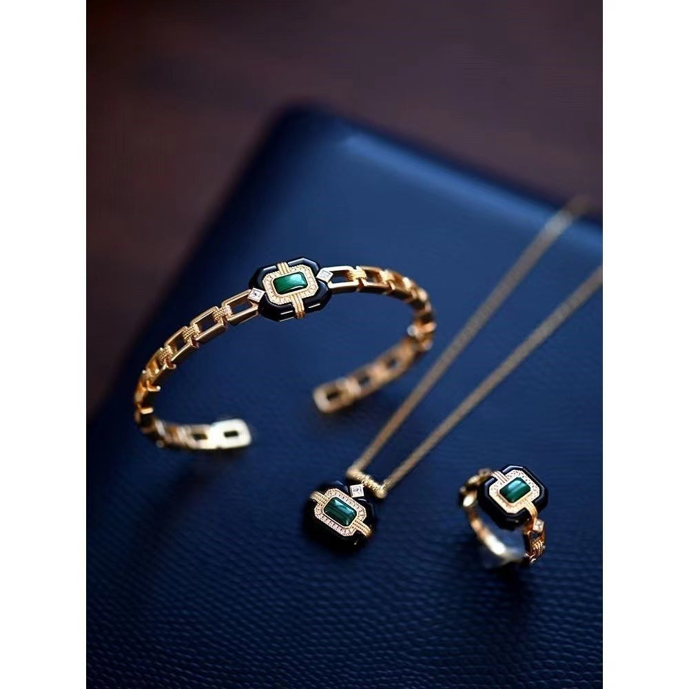 Enamel Stone Graceful And Fashionable Women's French Retro Ring