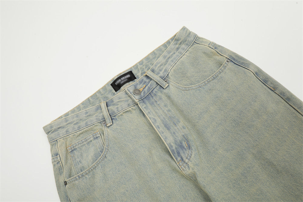 Mud Dyed Denim Straight-leg Pants Men