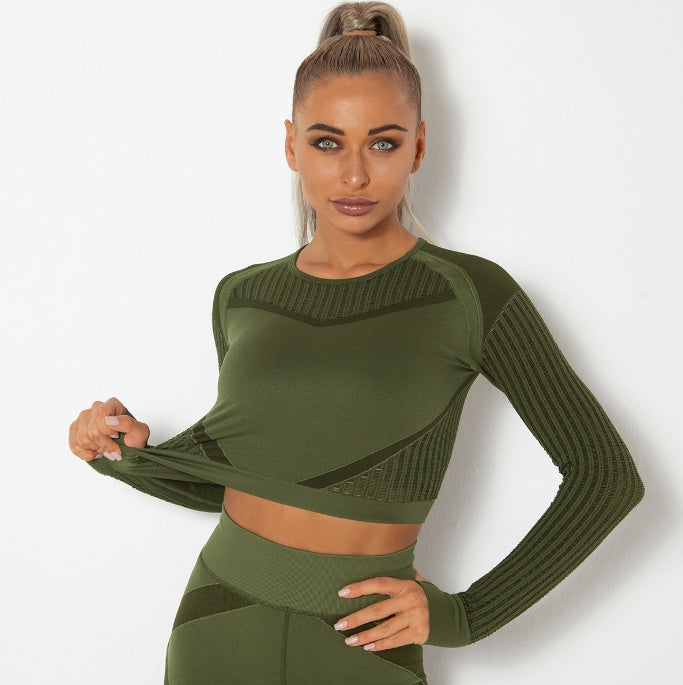Quick-drying Exercise Yoga Long Sleeve Striped Fitness TOP