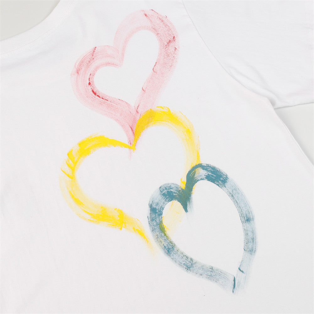 Summer Casual Three-color Love Graffiti Short Sleeve T-shirt