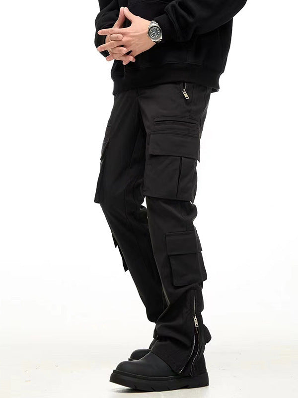 American Retro Multi-pocket Function Pants Wide Leg Black Cargo Pants
