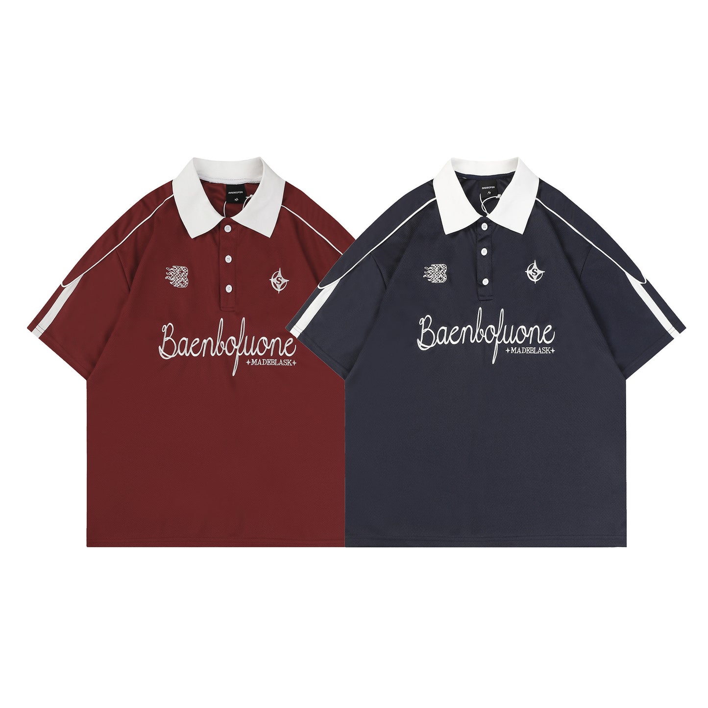Men's Retro Fashion Brand Lapel T-shirt Color Matching