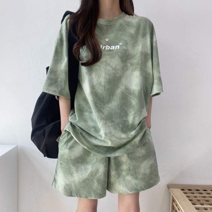 Casual Sports Cotton Short Sleeve Shorts Women's Two Piece Set