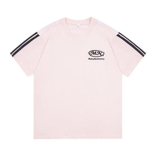 Letter Embroidery Cotton Short Sleeve Men