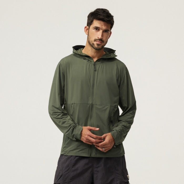 Sun Protection Clothing Men's Summer Thin Ice Silk Long Sleeve Hooded