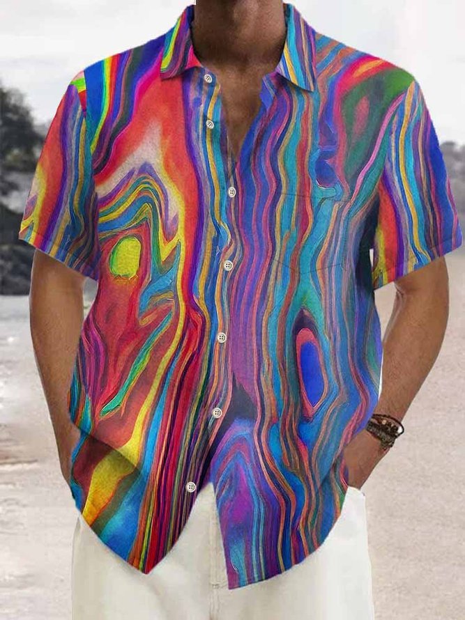 Men's Simplicity Printed Short-sleeved Shirt