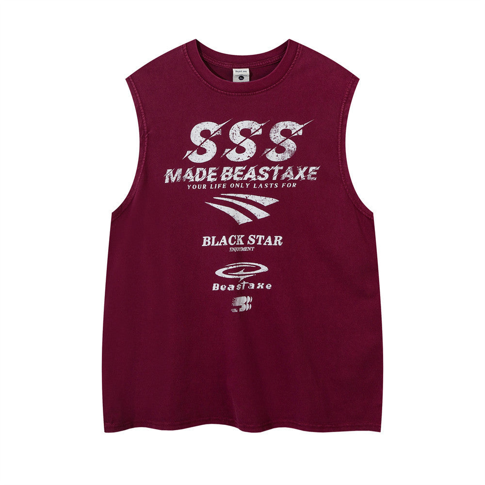 Letter Print Loose Vest For Men And Women
