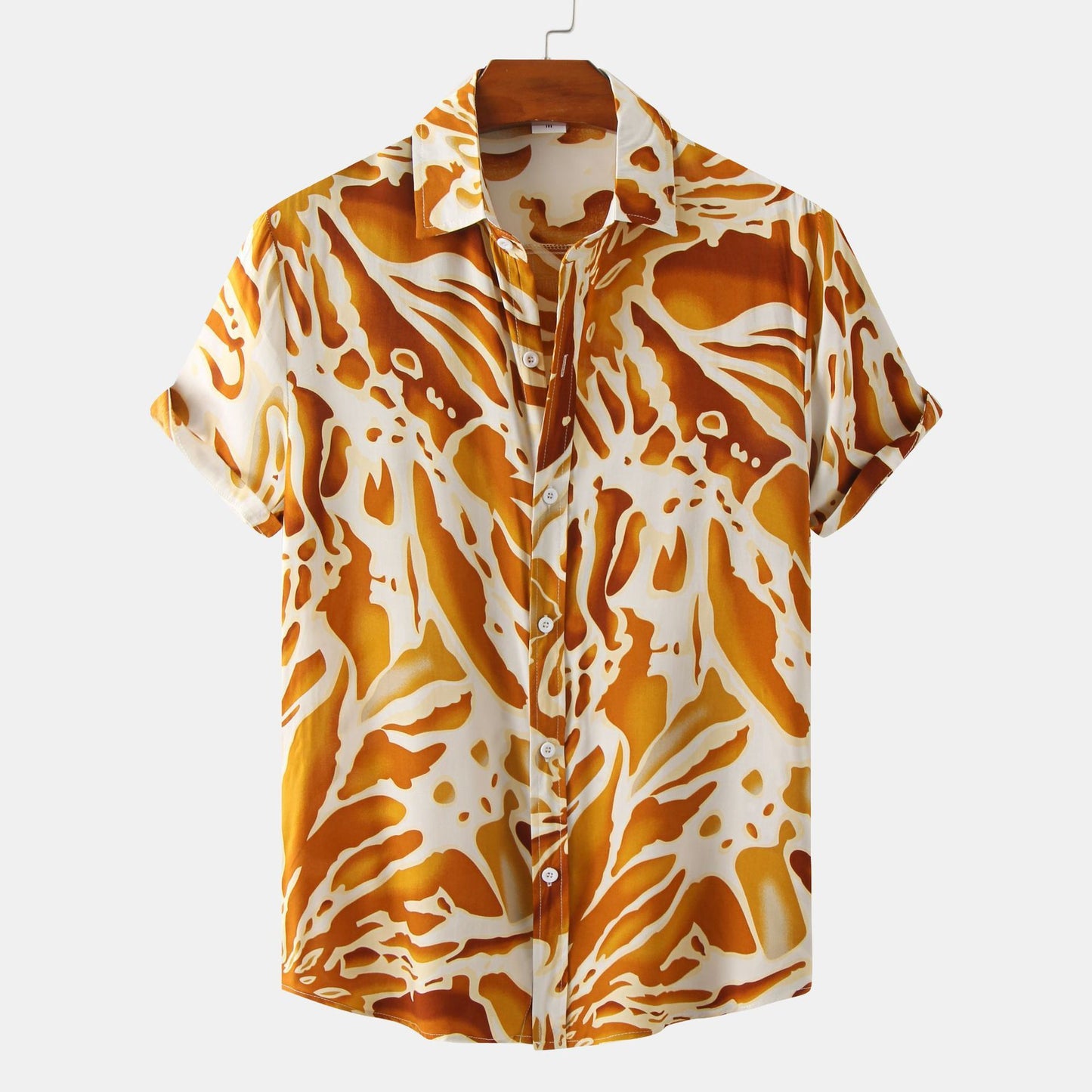 European And American Floral Men's Short-sleeved Shirt