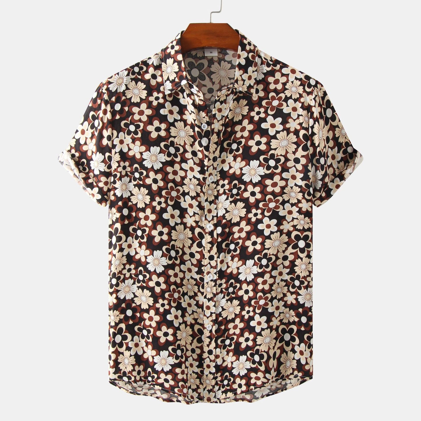 European And American Floral Men's Short-sleeved Shirt
