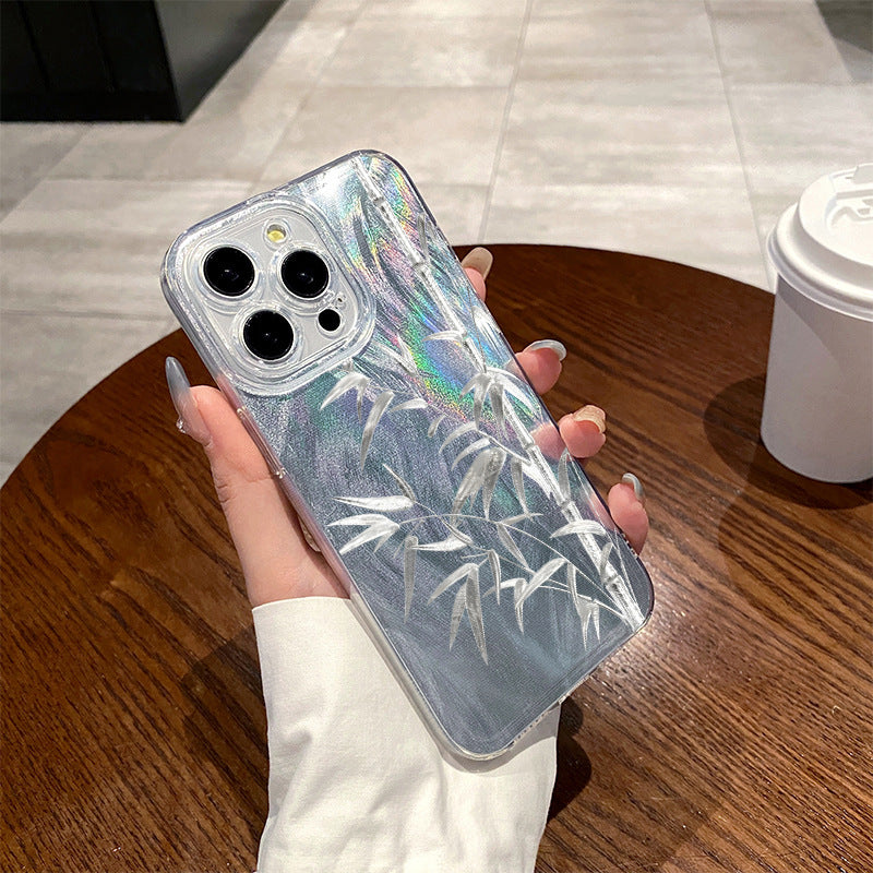 Feather Yarn Silver Bamboo Phone Case High Sense