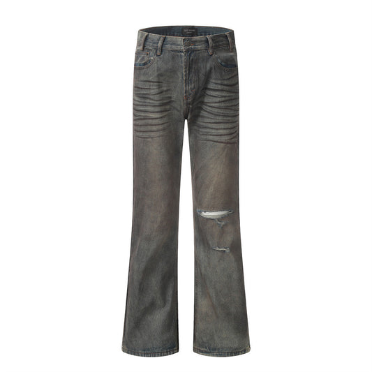 Fashion Holes Dirty Denim Trousers For Men
