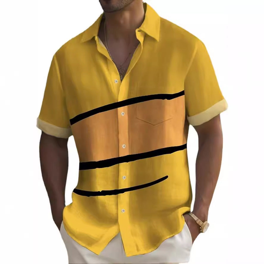 Men's Simplicity Printed Short-sleeved Shirt