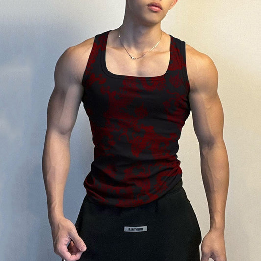 Cross-border Chinese-style Stretch Slim Men's Street Sports Personalized Vest