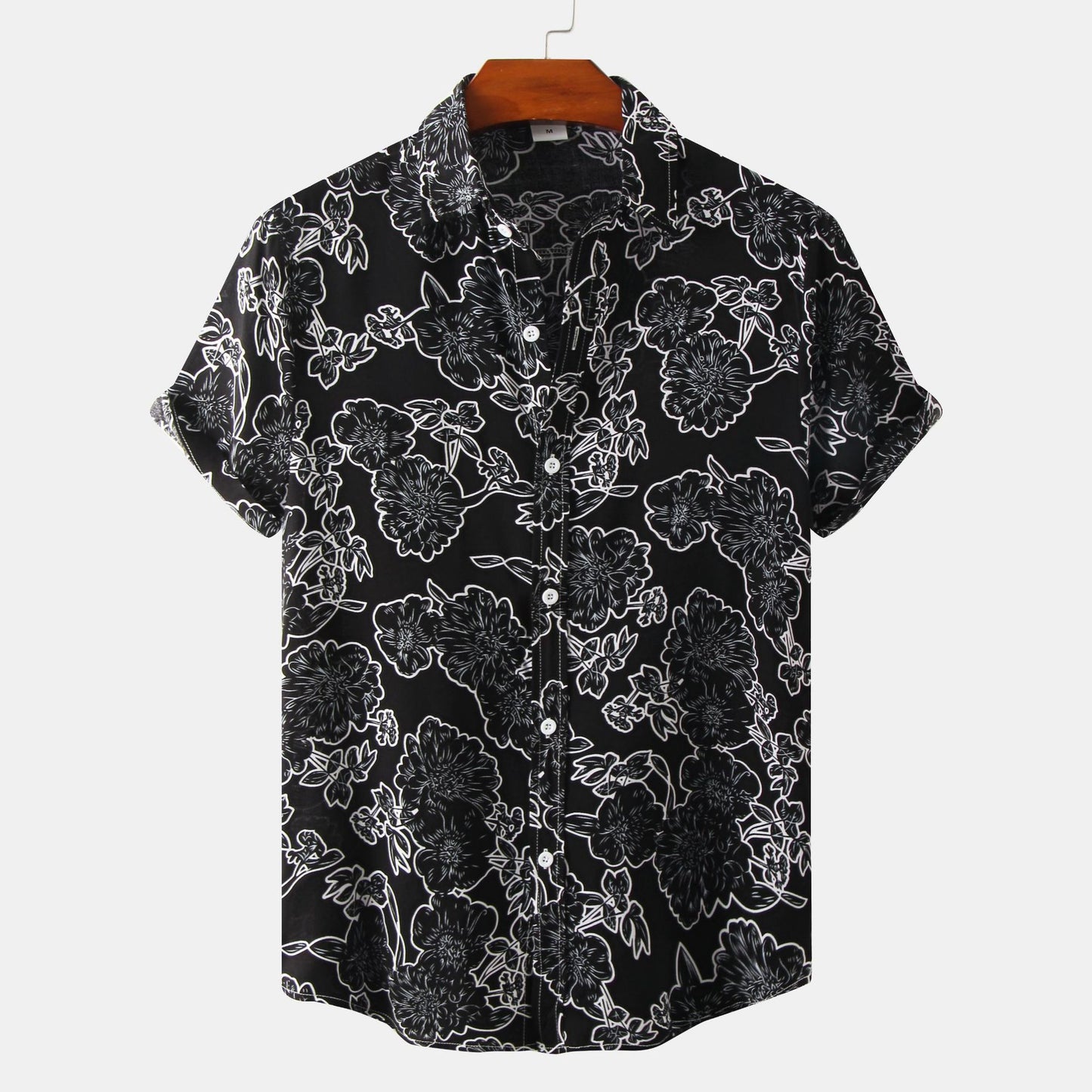 European And American Floral Men's Short-sleeved Shirt