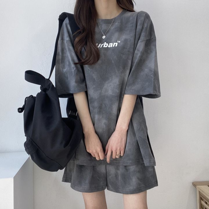 Casual Sports Cotton Short Sleeve Shorts Women's Two Piece Set