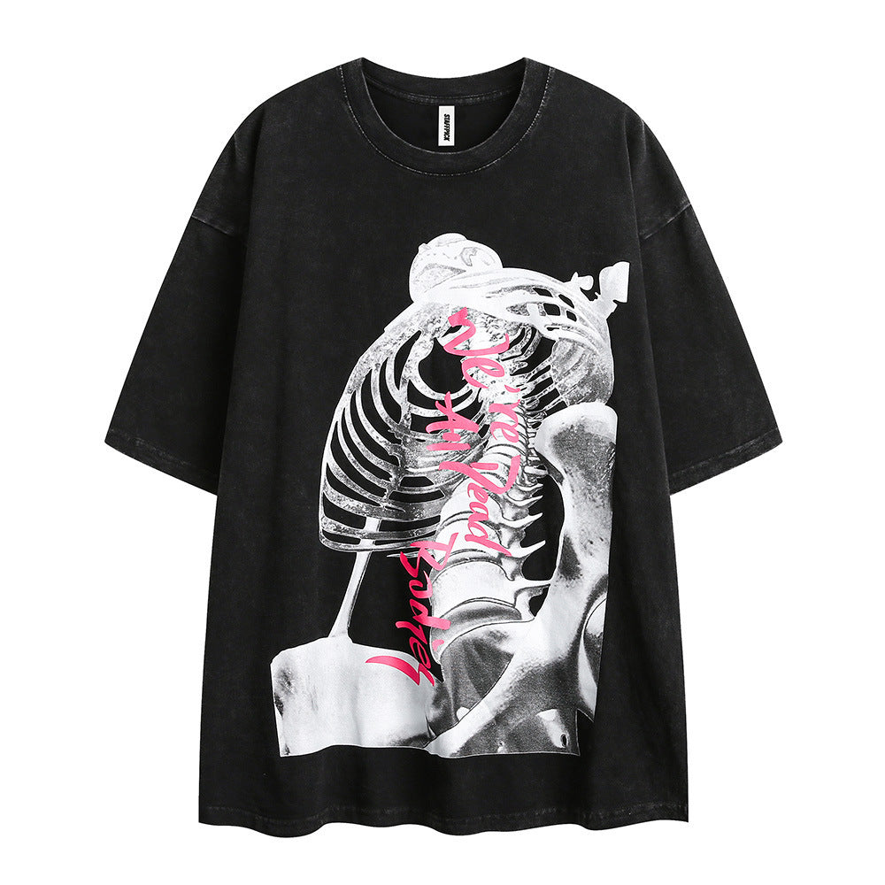 Fashion Skull Letter Print Short-sleeve Men