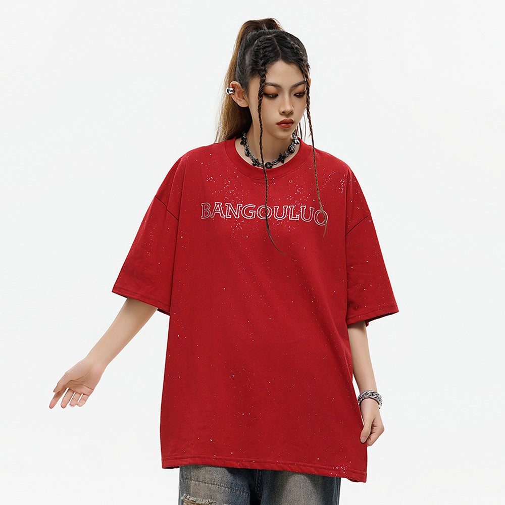 Starry Sky Letter Print Short-sleeve Men