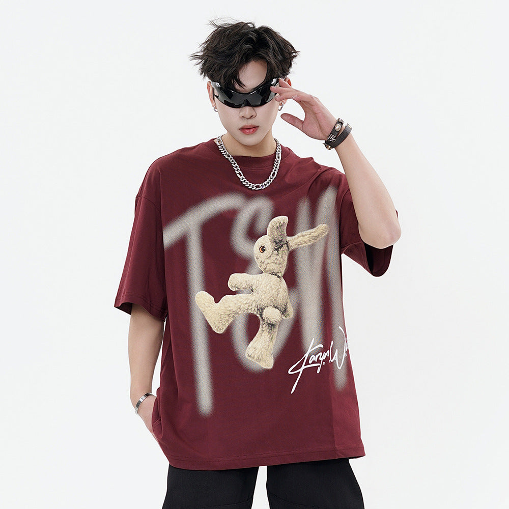 Rabbit Printed Cotton Loose For Men And Women