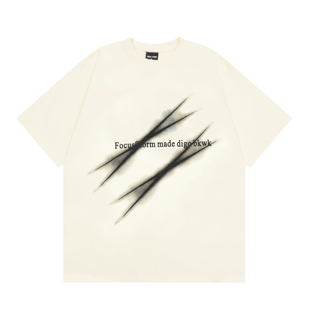 Scratch Printed Short-sleeved T-shirt For Men